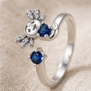 Silver Blue Crystal Owl Ring - Women's Jewelry